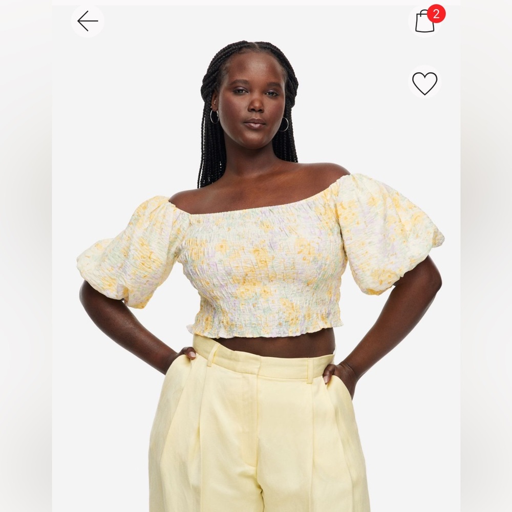 H&M Smocked Off-the-shoulder Top
